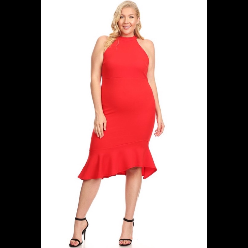 🔥SOLD OUT!!🔥Sexy Plus Midi Mermaid Dress